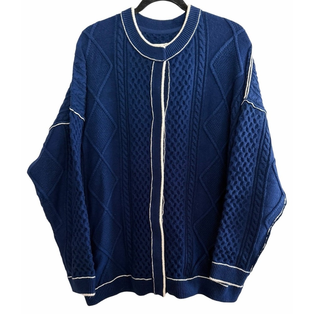 Free People We The Free Tennessee Cable Knit Cardi Midnight Blue Women's Size Sm